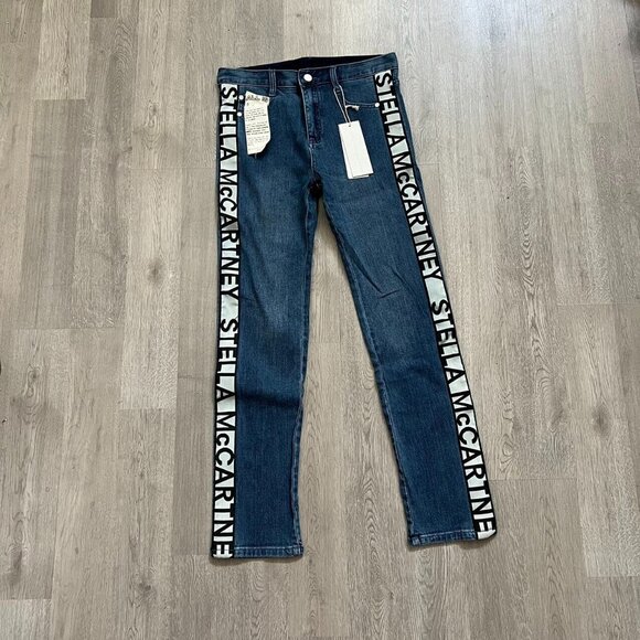 Stella McCartney Denim - $ 698 Stella McCartney Womens Dark Stone Logo Jeans Blue Size 28